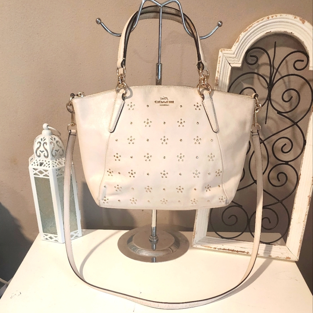 Coach KELSEY WHITE/Cream Studded Satchel